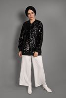 Tesettür giyim SİYAH ÖNDEN FERMUARLI PUL PAYET CEKET T 64681