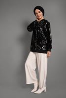 Tesettür giyim SİYAH ÖNDEN FERMUARLI PUL PAYET CEKET T 64681