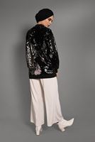 Tesettür giyim SİYAH ÖNDEN FERMUARLI PUL PAYET CEKET T 64681