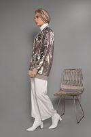 Tesettür giyim PUDRA ÖNDEN FERMUARLI PUL PAYET CEKET T 64681