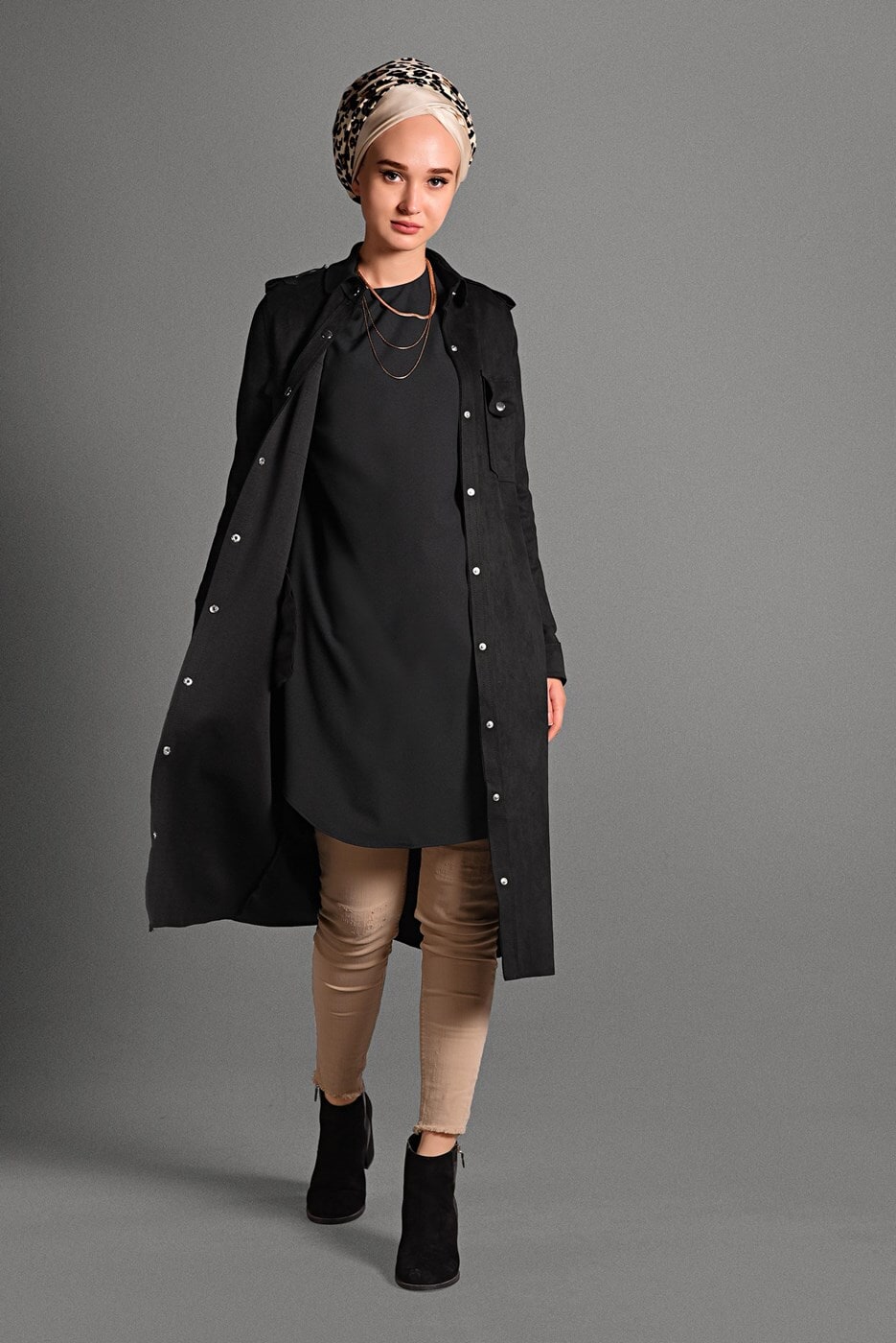 Hijab clothing BLACK SUEDE JACKET 0408 