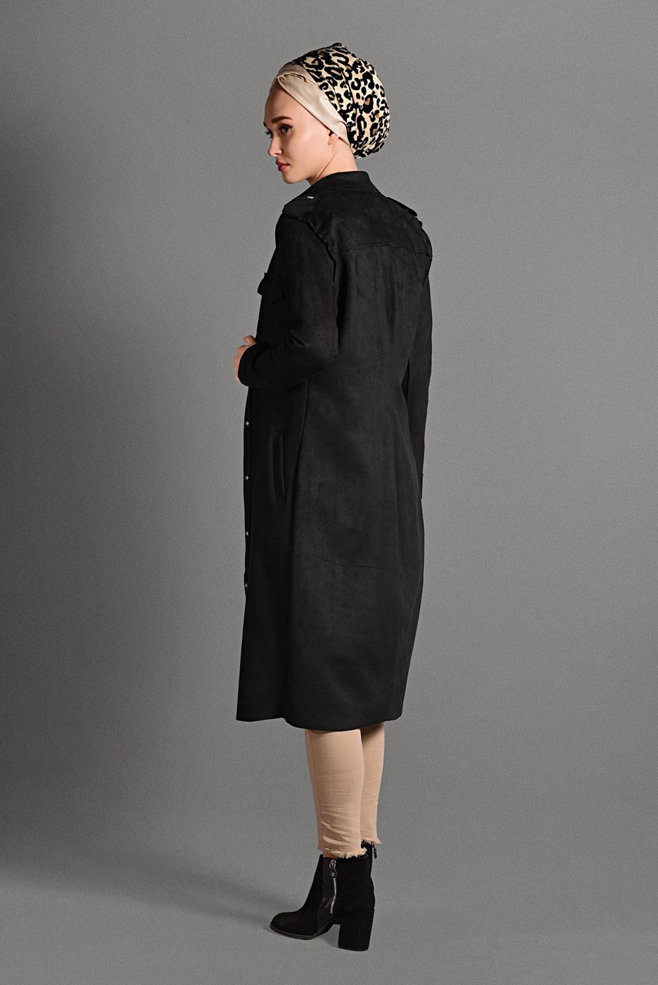 Hijab clothing BLACK SUEDE JACKET 0408 