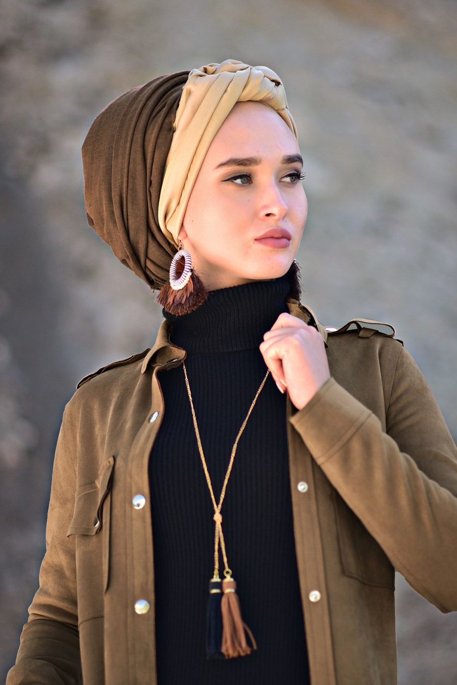 Tesettür giyim KAHVE ÇITÇIT DETAYLI SÜET CEKET 0408 