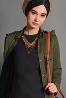 Hijab clothing KHAKI SUEDE JACKET 0408 