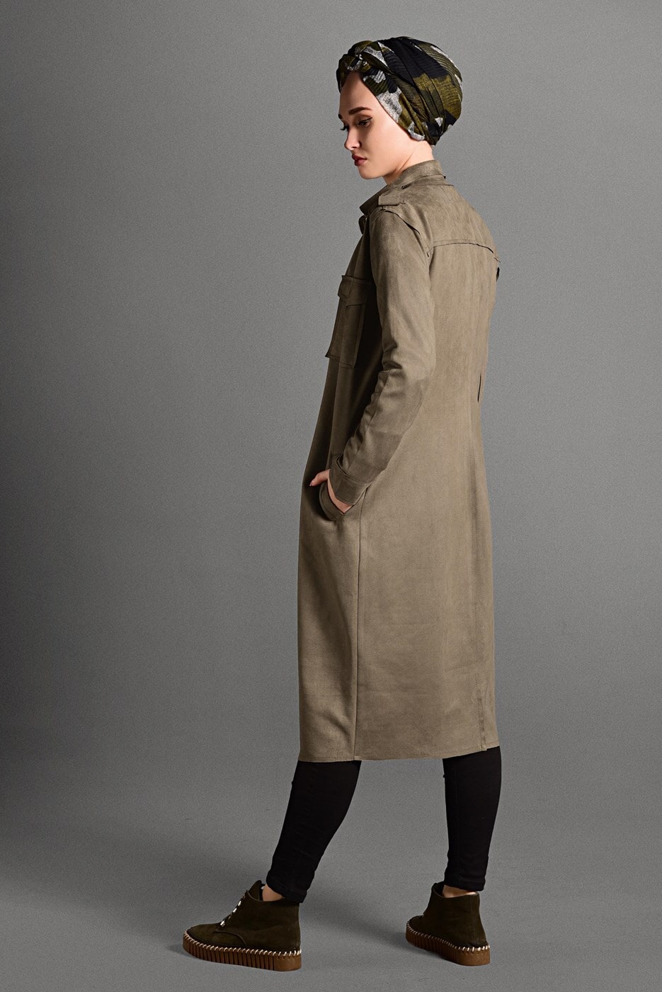 Vêtements hijab BEIGE VESTE EN DAIM 0408 