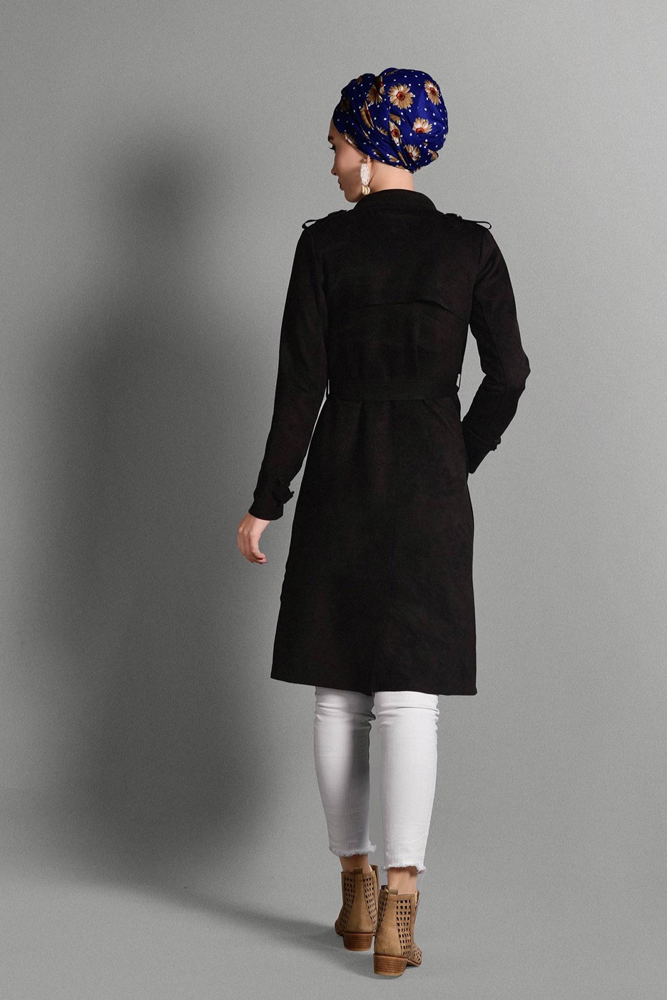 Vêtements hijab NOIR VESTE CLASSIQUE EN DAIM 0673