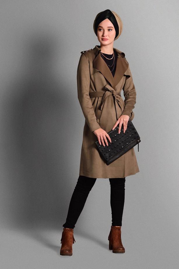 Tesettür giyim  KLASİK KESİM SÜET CEKET 673 - TRENDTESETTÜR