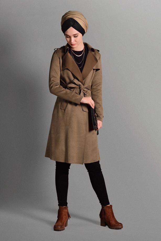 Tesettür giyim  KLASİK KESİM SÜET CEKET 673 - TRENDTESETTÜR