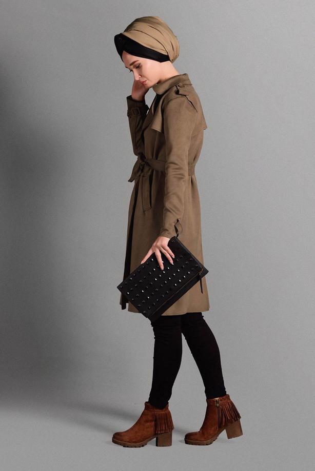 Tesettür giyim  KLASİK KESİM SÜET CEKET 673 - TRENDTESETTÜR