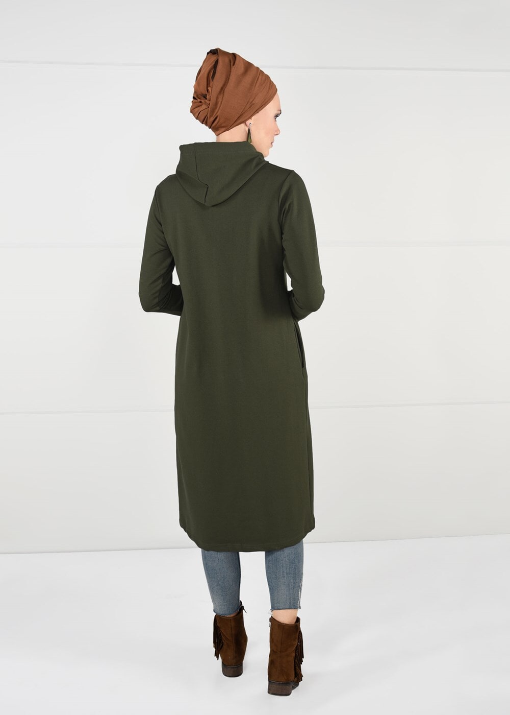 Hijab clothing KHAKI ZIPPED SPORT JACKET 0841 