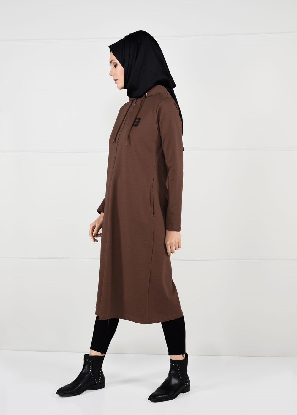 Tesettür giyim KAHVE FERMUARLI SPOR CEKET T 0841