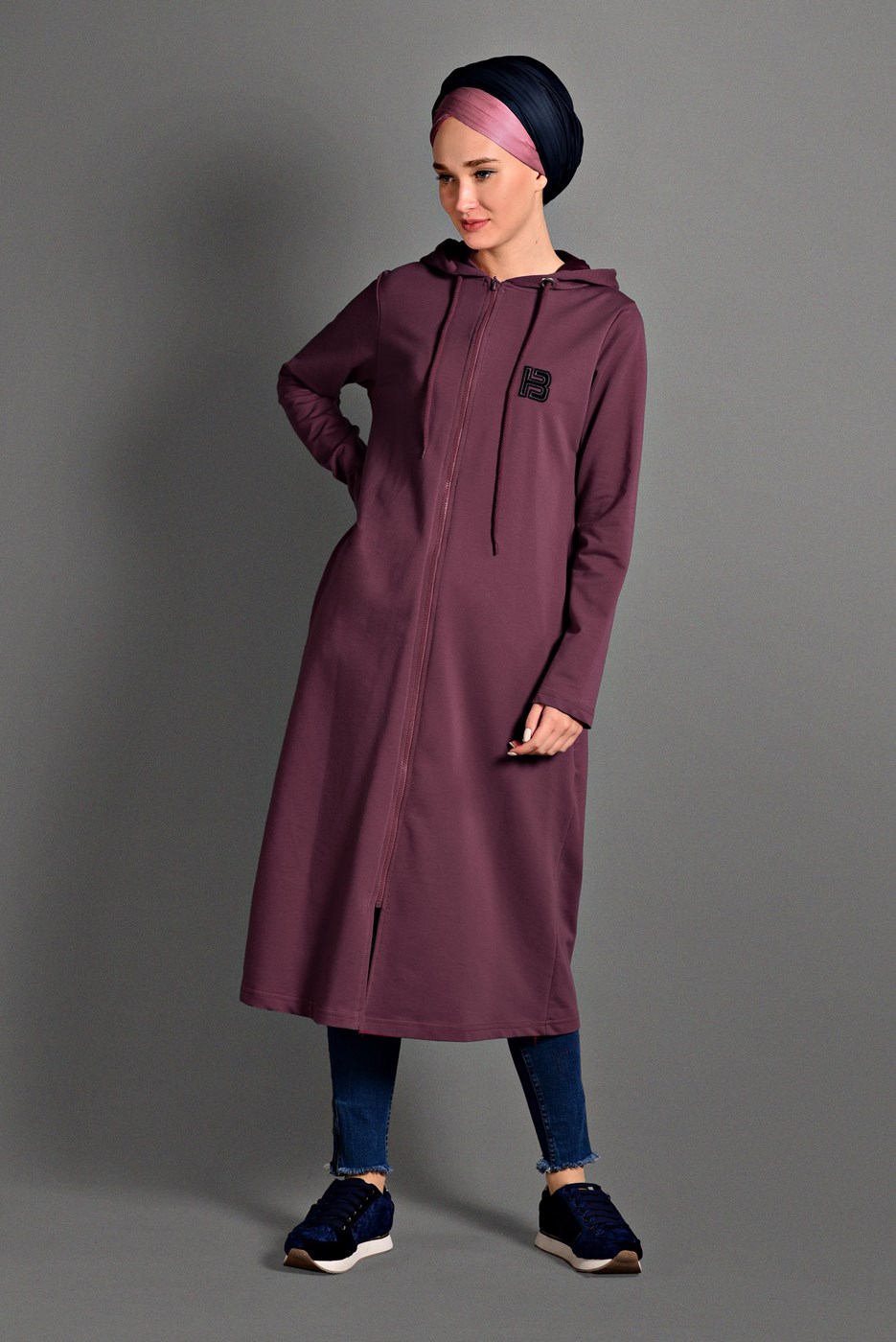 Vêtements hijab ROUGE BORDEAUX JAQUETTE ZIPPÉE 0841