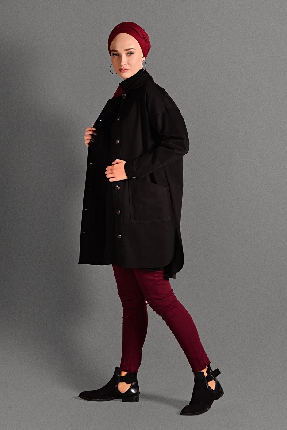 Vêtements hijab NOIR VESTE EN JEAN 1187 