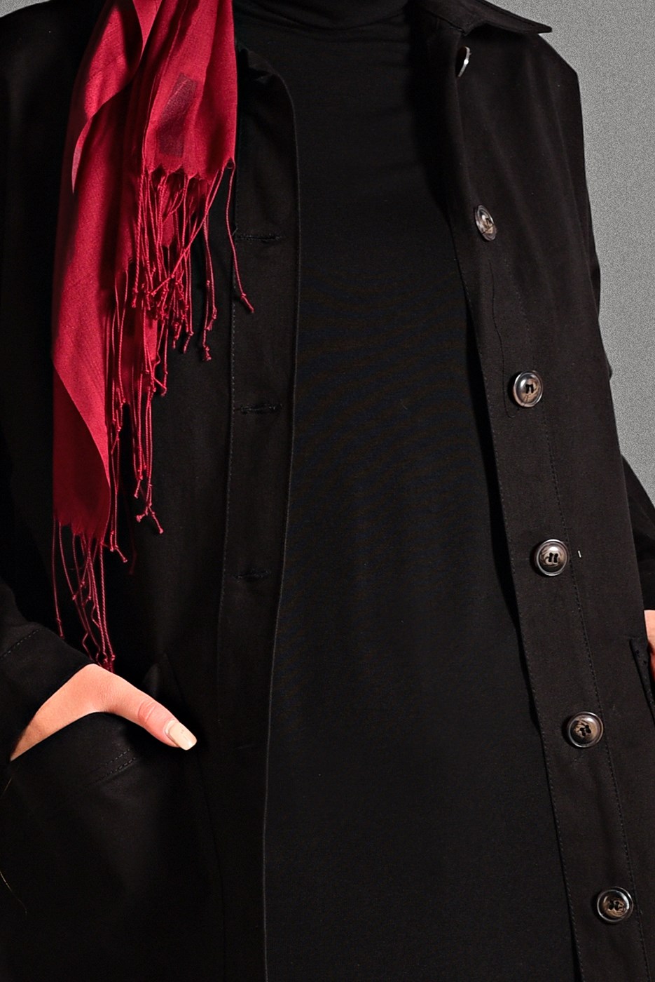 Vêtements hijab NOIR VESTE EN JEAN 1187 