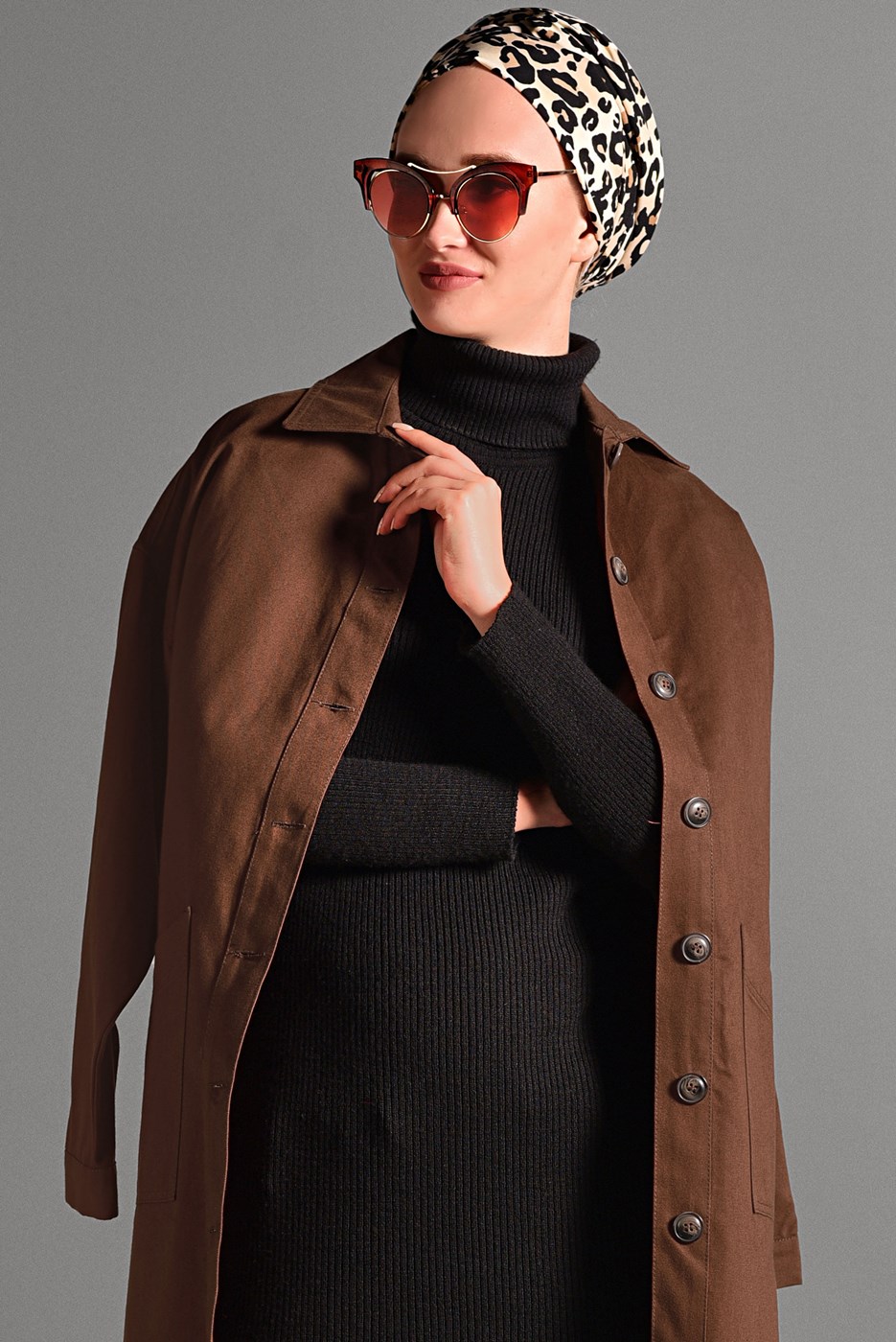 Tesettür giyim TABA DÜĞME DETAYLI DENİM CEKET 1187 