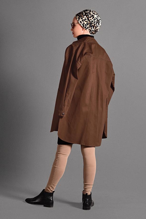 Tesettür giyim  DÜĞME DETAYLI DENİM CEKET 1187  - TRENDTESETTÜR