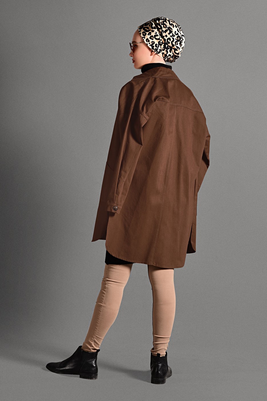 Tesettür giyim TABA DÜĞME DETAYLI DENİM CEKET 1187 