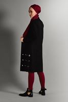 Hijab clothing BLACK GROMMET DETAILED SUEDE JACKET 1418 