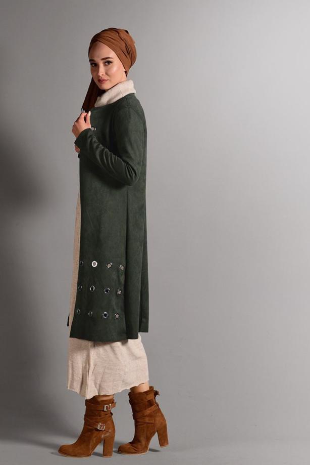 Vêtements hijab  GROMMET DETAILED SUEDE JACKET 1418  - TRENDTESETTÜR