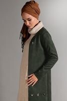 Tesettür giyim HAKİ KUŞGÖZÜ DETAYLI SÜET CEKET 1418