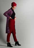 Vêtements hijab PRUNE VESTE EN DAIM DÉTAILLÉ ŒILLETS 1418