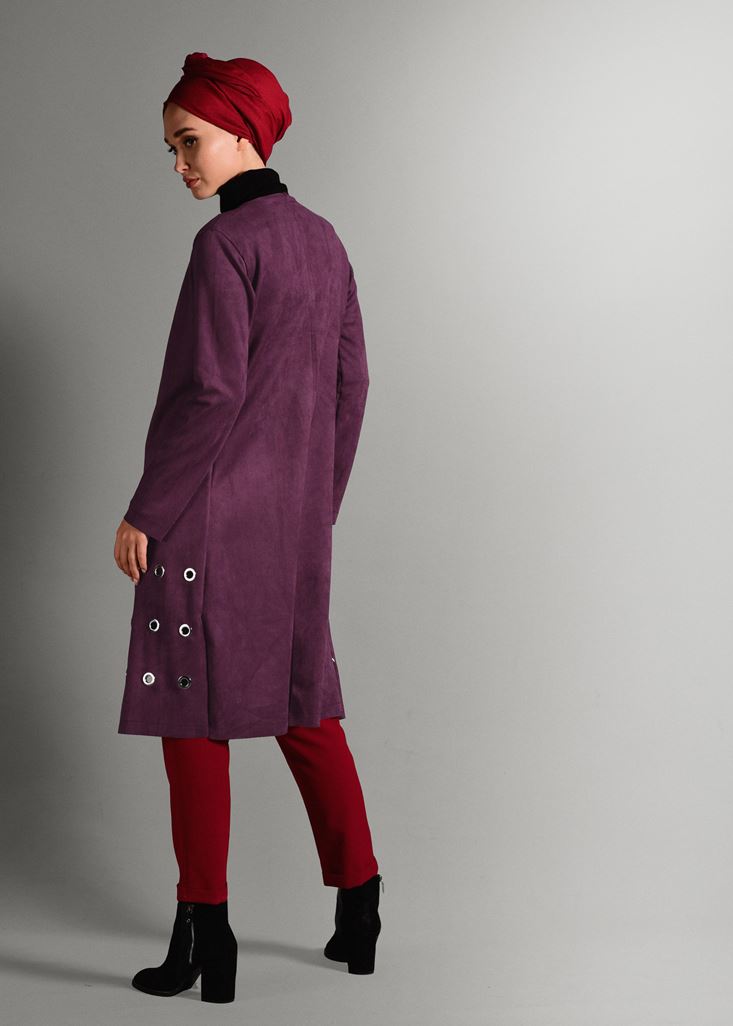 Vêtements hijab PRUNE VESTE EN DAIM DÉTAILLÉ ŒILLETS 1418