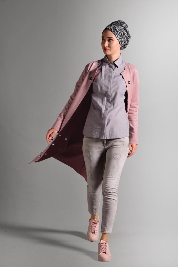 Vêtements hijab  GROMMET DETAILED SUEDE JACKET 1418  - TRENDTESETTÜR