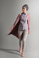 Vêtements hijab POUDRE VESTE EN DAIM DÉTAILLÉ ŒILLETS 1418