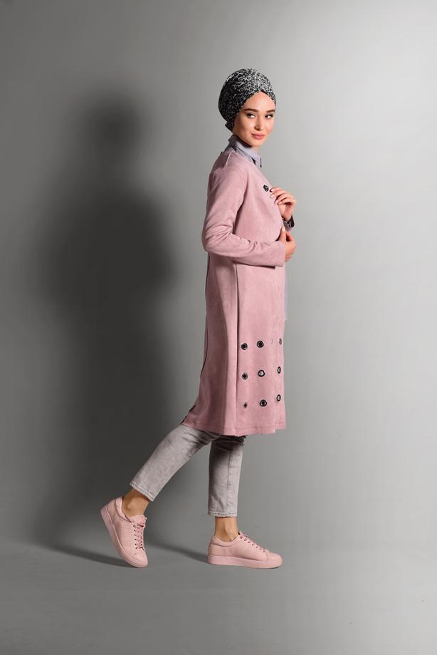 Vêtements hijab  GROMMET DETAILED SUEDE JACKET 1418  - TRENDTESETTÜR