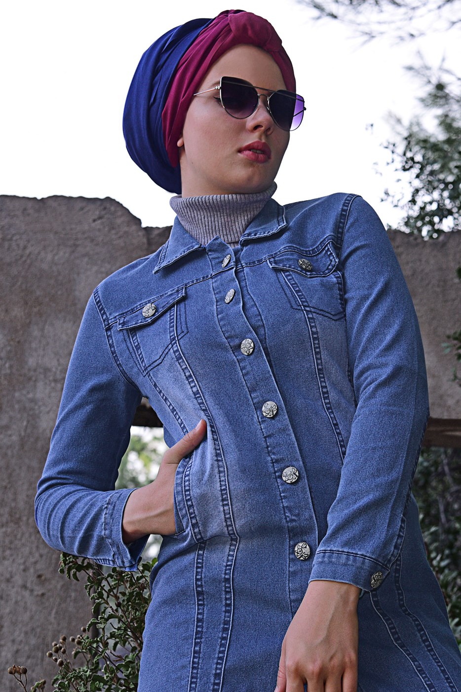 Hijab clothing NAVY BLUE DENIM JACKET 2002 