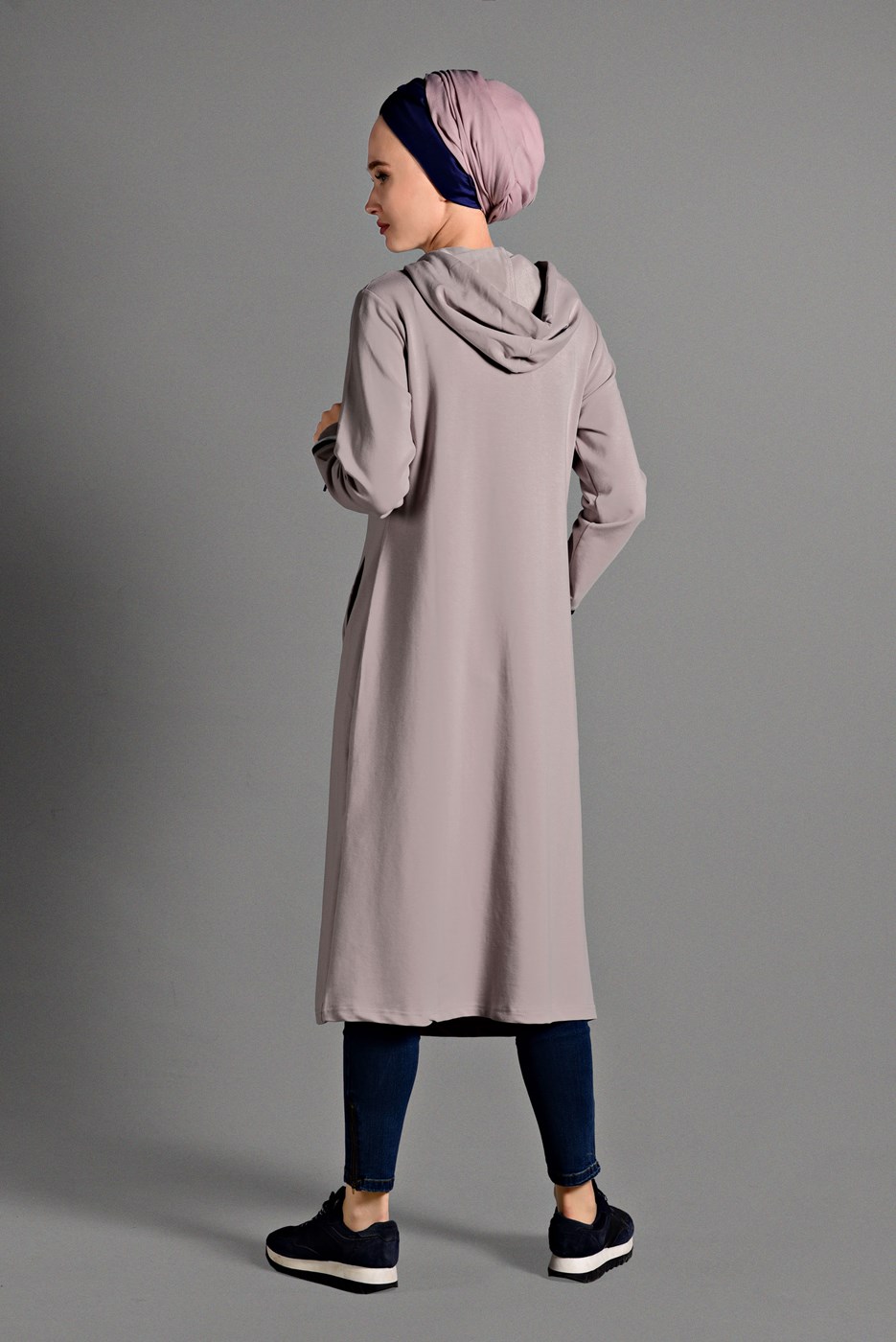 Tesettür giyim MOR KAPÜŞONLU SPOR CEKET 2028 