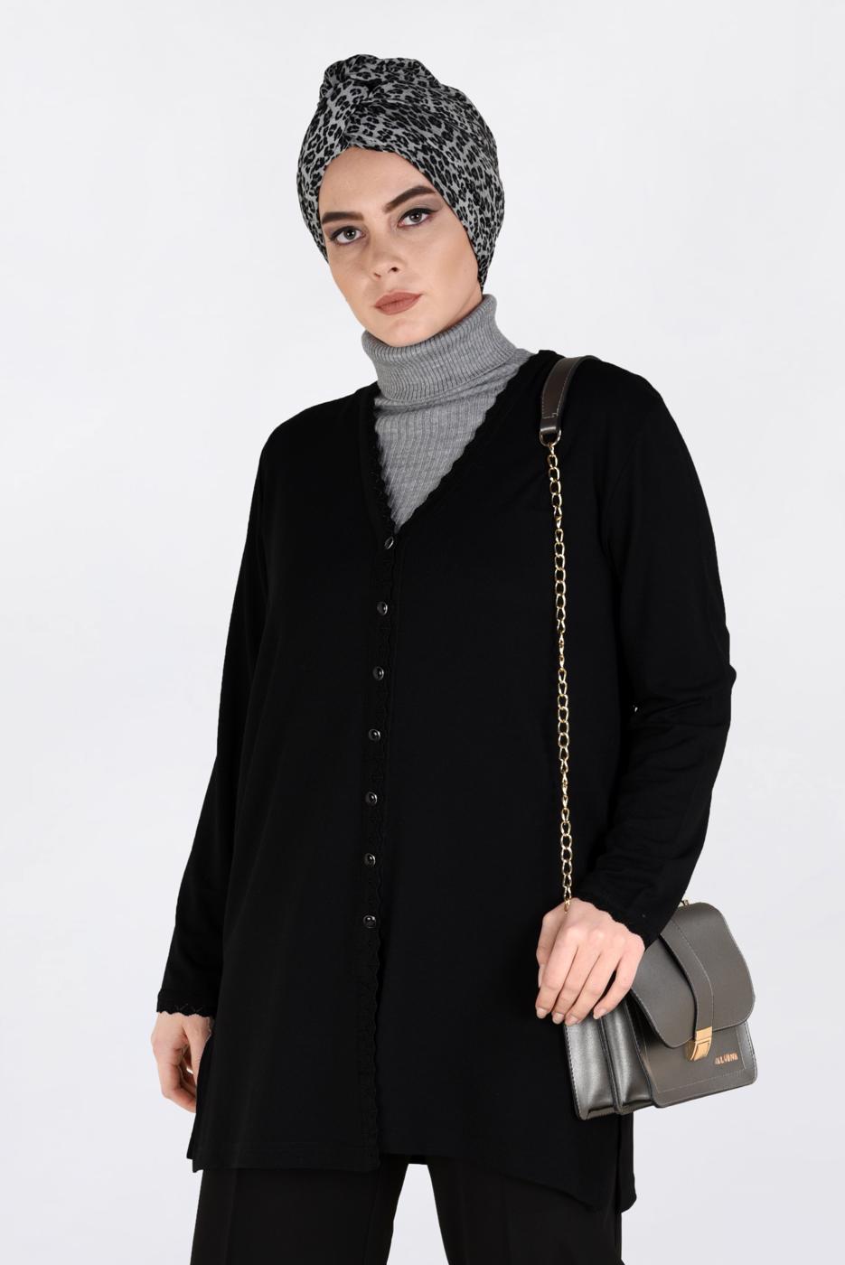 Vêtements hijab NOIR VESTE EN TRICOT 2772