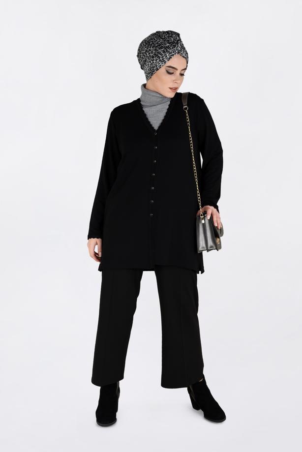 Vêtements hijab NOIR VESTE EN TRICOT 2772  - TRENDTESETTÜR