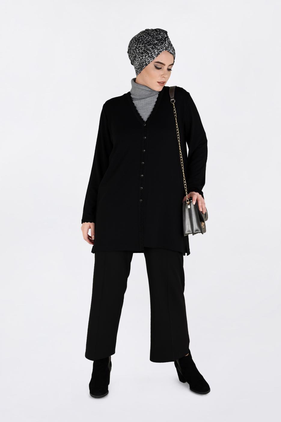 Vêtements hijab NOIR VESTE EN TRICOT 2772