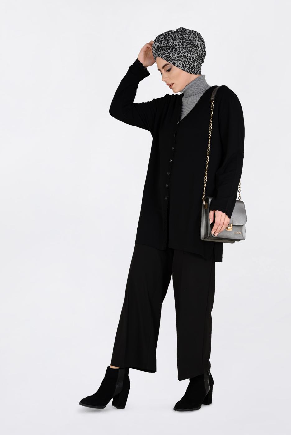 Vêtements hijab NOIR VESTE EN TRICOT 2772