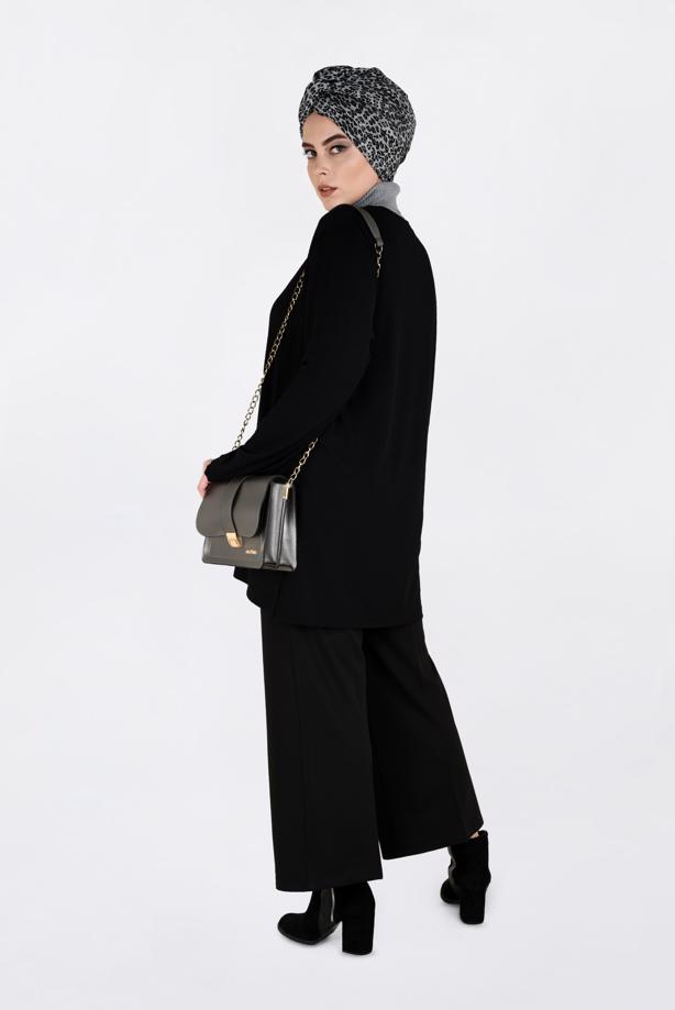 Vêtements hijab NOIR VESTE EN TRICOT 2772  - TRENDTESETTÜR