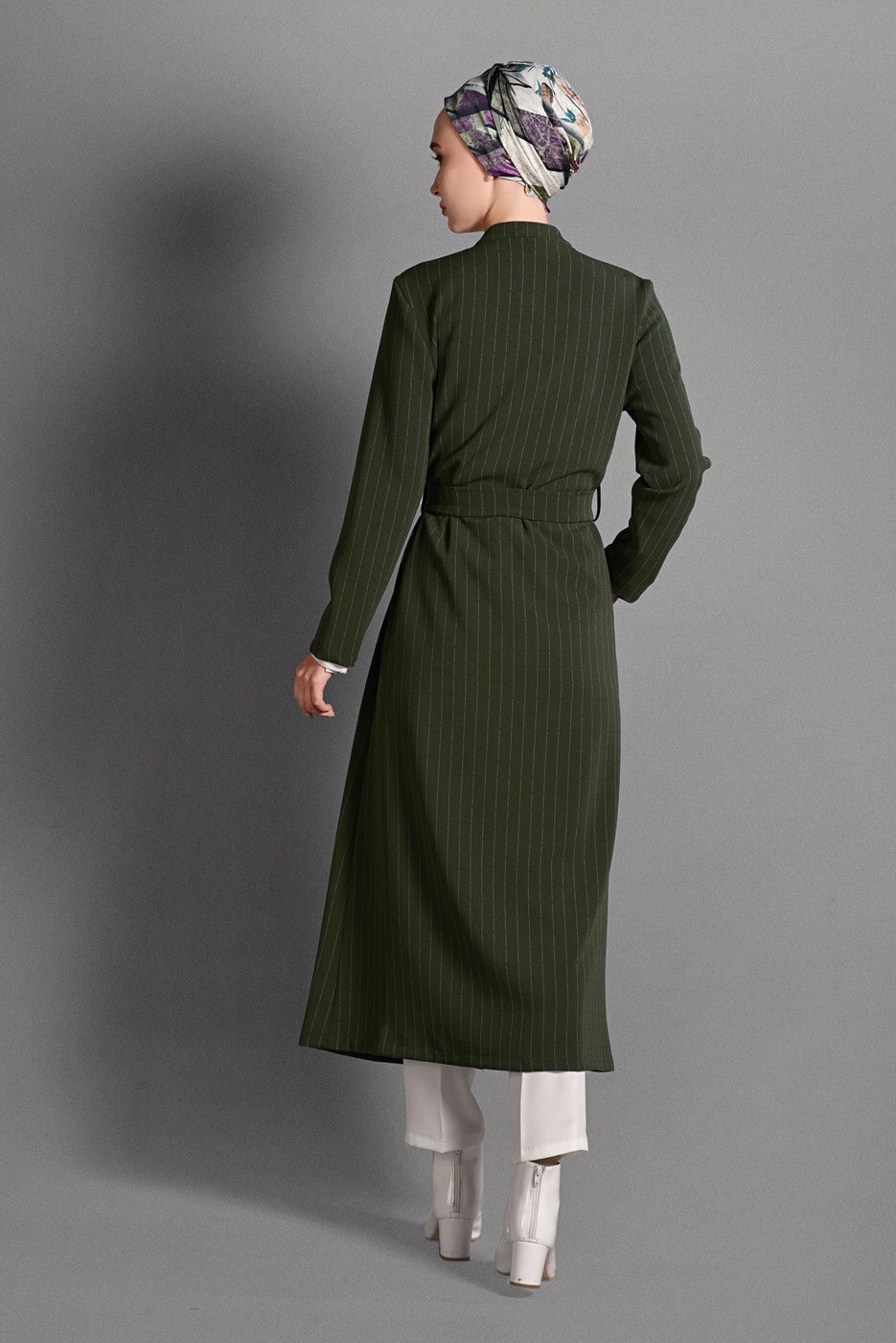 Vêtements hijab KAKI VESTE À RAYURES 3535 