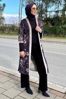 Vêtements hijab POURPRE VESTE EN VELOURS À FLEURS IMPRIMÉES 4785 