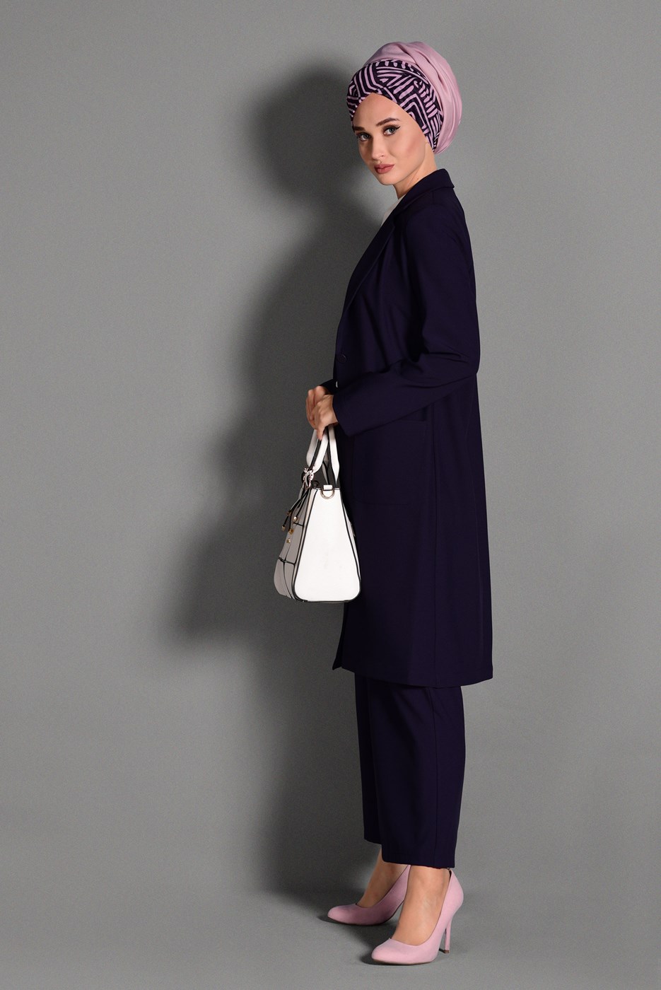 Tesettür giyim MOR DÜĞMELİ CEP DETAYLI CEKET 4800 