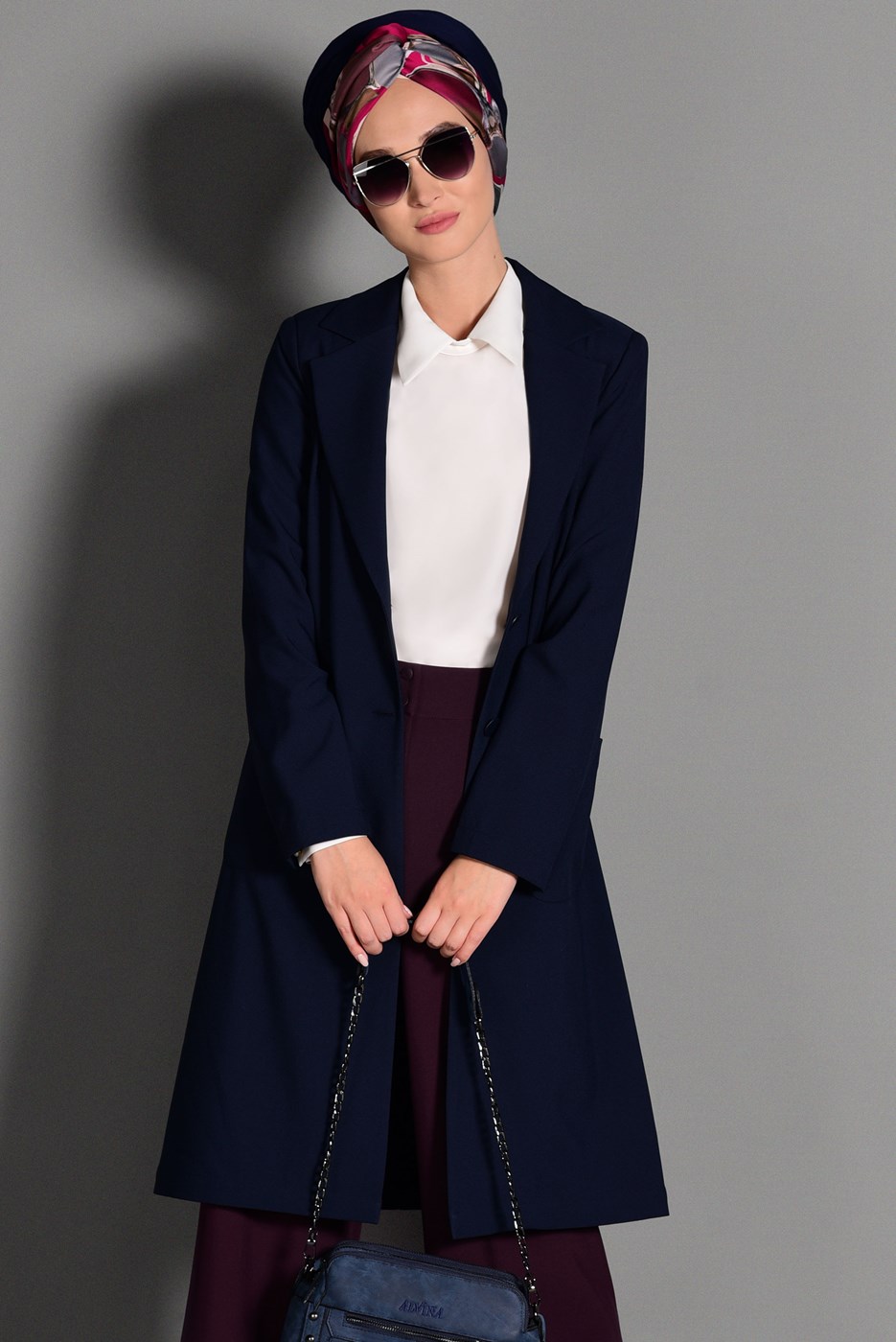 Tesettür giyim LACİVERT DÜĞMELİ CEP DETAYLI CEKET 4800 