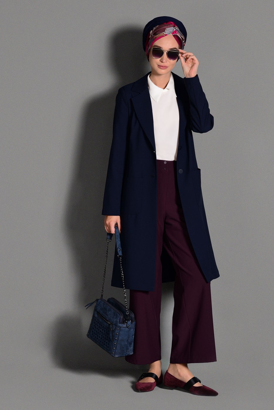 Tesettür giyim LACİVERT DÜĞMELİ CEP DETAYLI CEKET 4800 