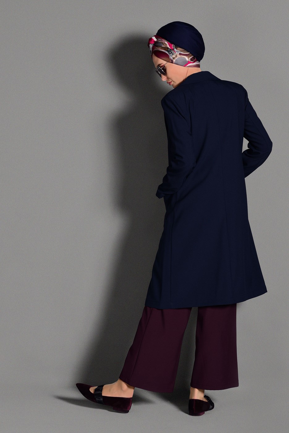 Tesettür giyim LACİVERT DÜĞMELİ CEP DETAYLI CEKET 4800 