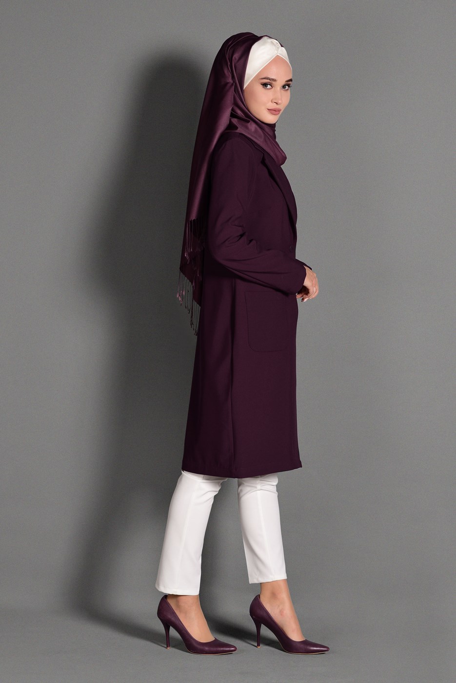 Tesettür giyim MÜRDÜM DÜĞMELİ CEP DETAYLI CEKET 4800 