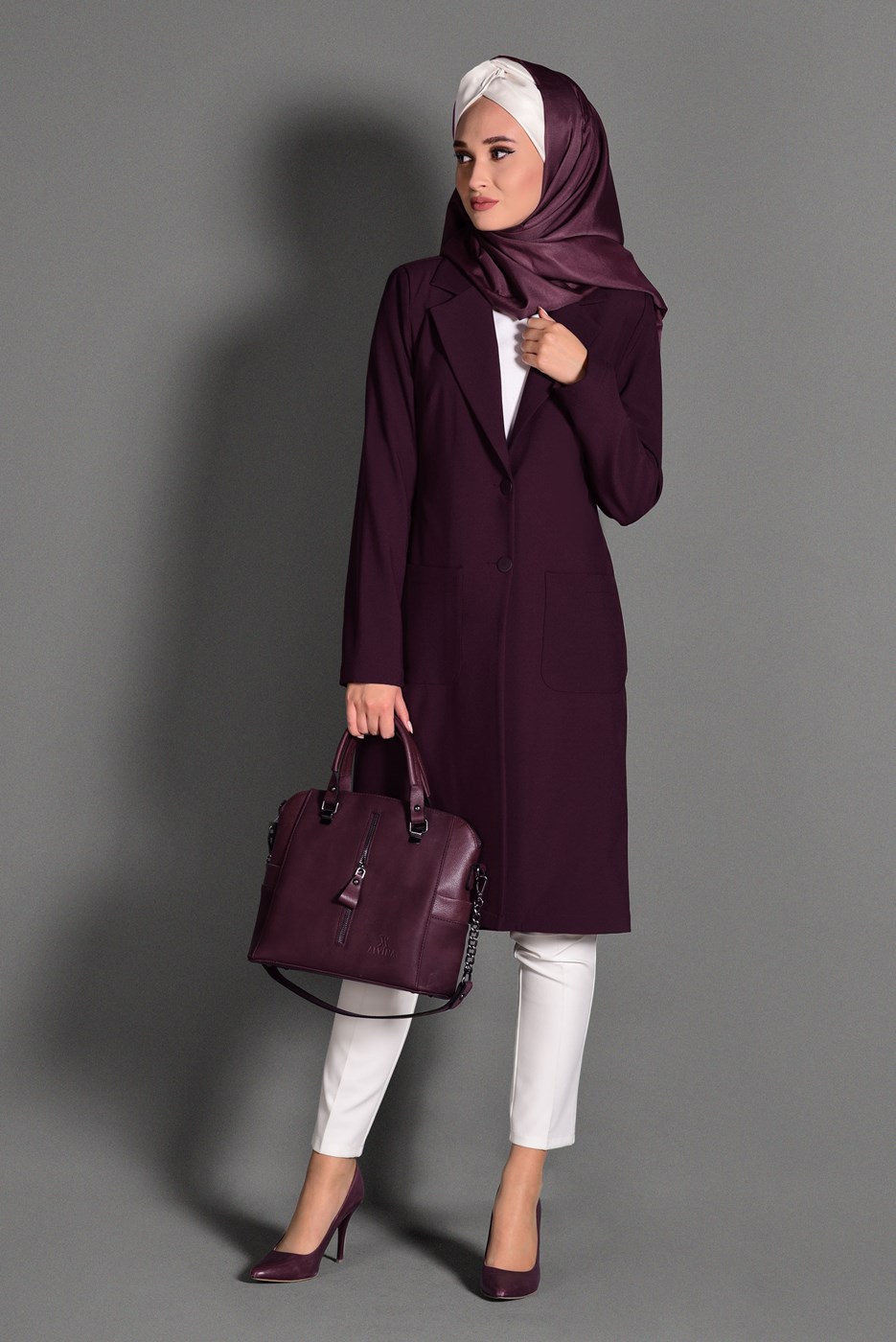Tesettür giyim MÜRDÜM DÜĞMELİ CEP DETAYLI CEKET 4800 