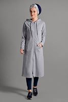 Tesettür giyim GRİ FERMUAR DETAYLI KAPÜŞONLU CEKET 4918 