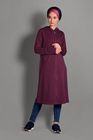 Tesettür giyim BORDO FERMUAR DETAYLI KAPÜŞONLU CEKET 4918 