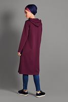 Tesettür giyim BORDO FERMUAR DETAYLI KAPÜŞONLU CEKET 4918 