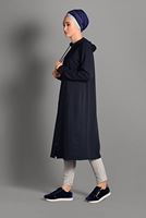 Tesettür giyim LACİVERT FERMUAR DETAYLI KAPÜŞONLU CEKET 4918 