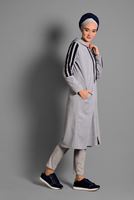 Vêtements hijab GRIS JAQUETTE À RAYURES 5028 