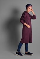 Tesettür giyim BORDO ÇİZGİ DETAYLI SPOR CEKET 5028 